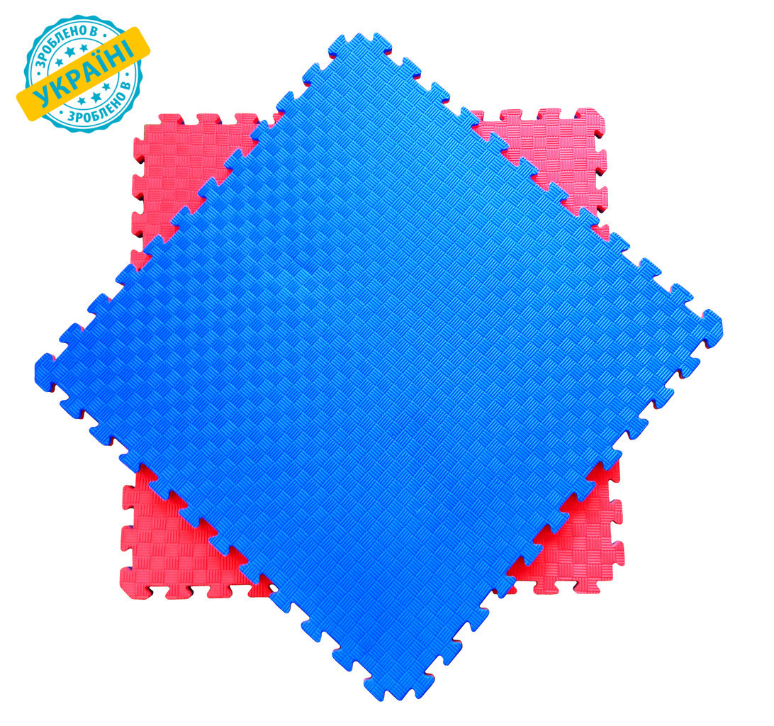 Мат татамі 100*100*2 см Eva-Line Extra Quality синій/червоний Плетінка 100 кг/м3 1 сорт