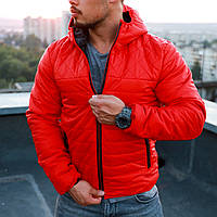 Курточка мужская красная осенняя весенняя утепленная качественная с капюшоном
