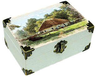 Еко-шкатулка Україна Хата з сільським подвір`ям 10х15 см укш02б10х15