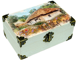 Еко-шкатулка Україна Хата з вишневим цвітом 10х15 см укш04к10х15