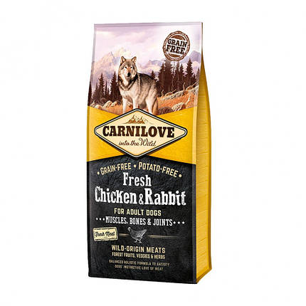 УЦЕНКА!!! Carnilove Adult Chicken & Rabbit (для дорослих собак, курка + кліок) 12 кг, фото 1