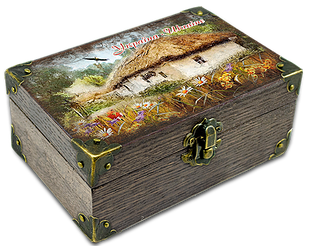 Еко-шкатулка Україна Хата з вишневим цвітом 10х15 см укш04к10х15