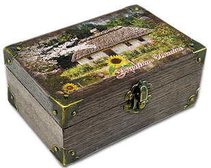 Еко-шкатулка Україна Хата з соняшником 10х15 см укш05к10х15