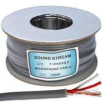 Кабель мікрофонний Sound Stream 2x0.17 мм2 OFC CU сірий Ціна за 100м