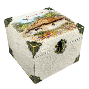 Еко-шкатулка Хата з вишневим цвітом 10х10 см укш04б10х10