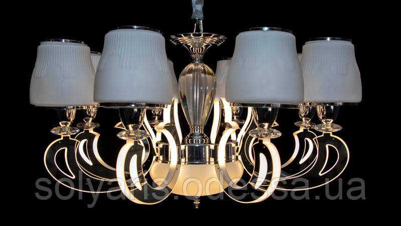 Люстра в класичному стилі з LED-підсвіткою гілок 8373/8 (хром, золото)