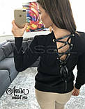 Кофта жіноча з стрічками і вирізом на спині, фото 2