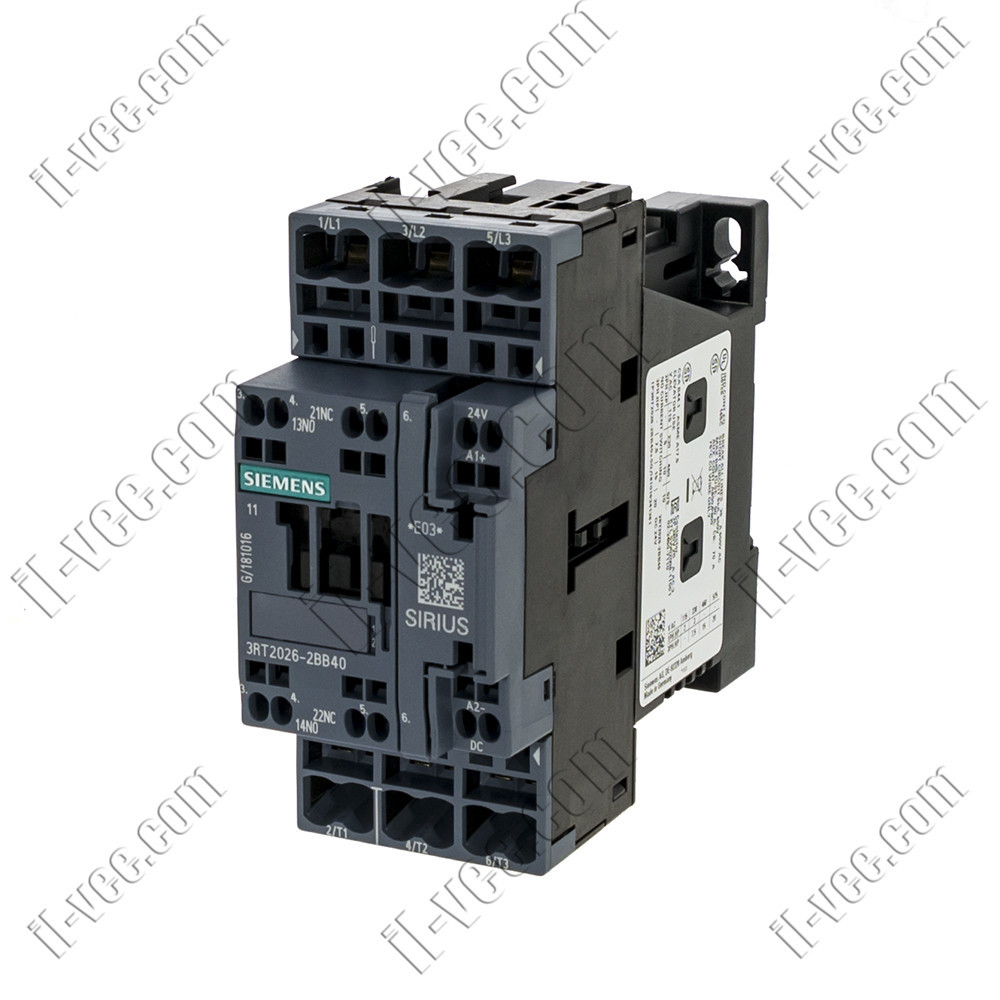 Контактор Siemens 3RT2024-2ВВ40, AC-3 5.5 kW/400V, 1NO+1NC, 24VDC
