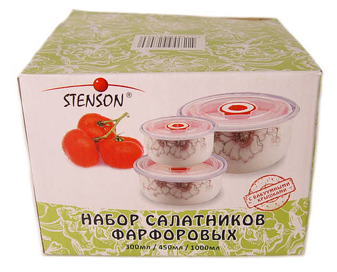 Набір салатників, з кришками Stenson MC2706, 3 шт, фото 3