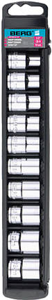 Набор головок Berg на держателе 1/2" 10 - 24 мм 10 шт (52-131), фото 1