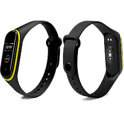 Ремінець для фітнес-трекера Mi Band 3 і Mi Band 4 DOUBLE Чорний з жовтим
