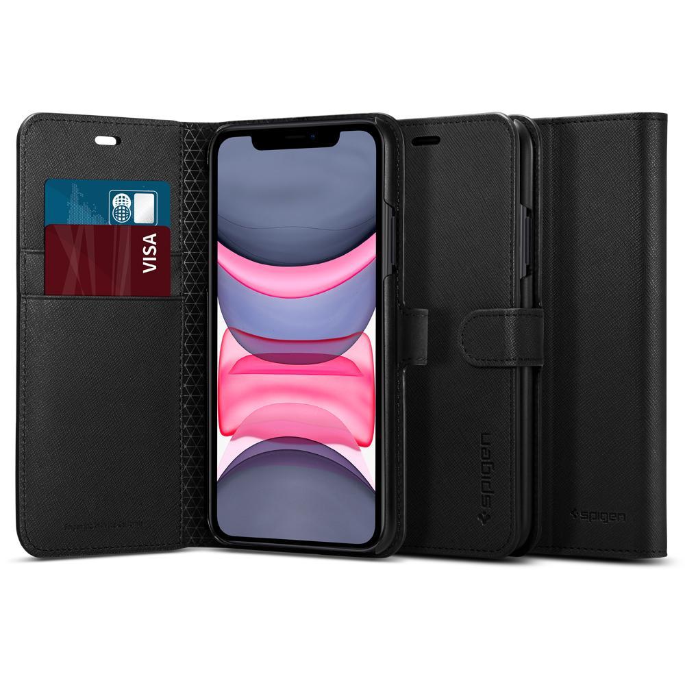 Книжка-Чехол Spigen для iPhone 11 Wallet S, Black (076CS27197)