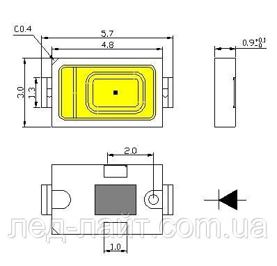 Светодиод SMD 5730 белый 6000К 55Лм 150мА 3.2В - фото 2 - id-p114658086