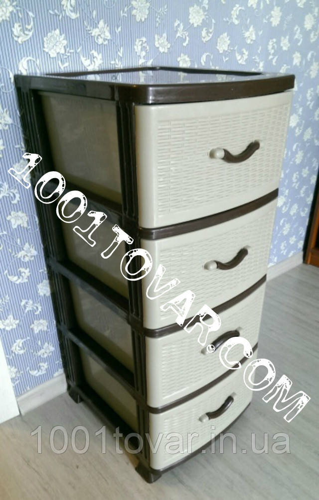 Комод пластиковий "Стильний", 4 ящики, бежево-коричневий, фото 1