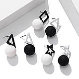 Сережки чорно - білі, фото 5