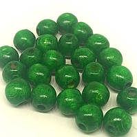 Дерев'яні намистини 13мм (100шт в упаковці) зеленого кольору