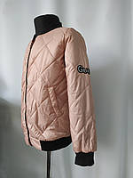 Стильна куртка бомбер рожевого кольору "Gucci" для дівчинки від 7 до 12 років (зростання 128-158)