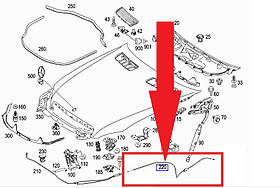 Mercedes S W221 W 221 2006-2013 трос капота задня частина новий оригінал