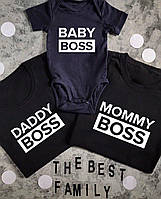 Парные футболки для Всей семьи - daddy boss\mommy boss \baby boss