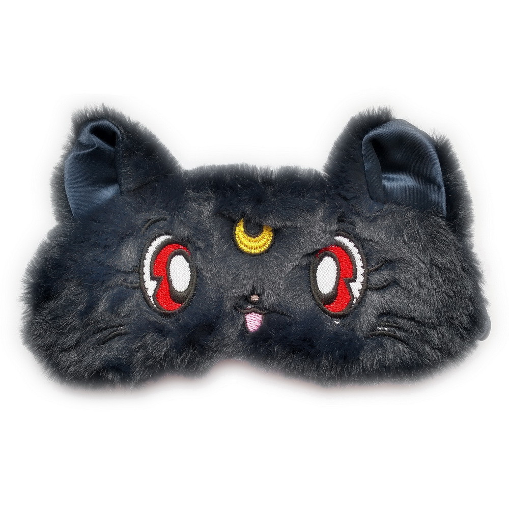 Дизайнерська маска для сну Silenta Moon Cat (темні вушка), чорна.