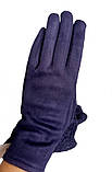 Перчатки жіночі замшеві сенсорні сині, фото 3