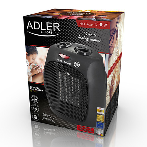 Керамічний тепловентилятор Adler AD 7702 підлоговий, побутової потужність 750-1500вт, фото 1