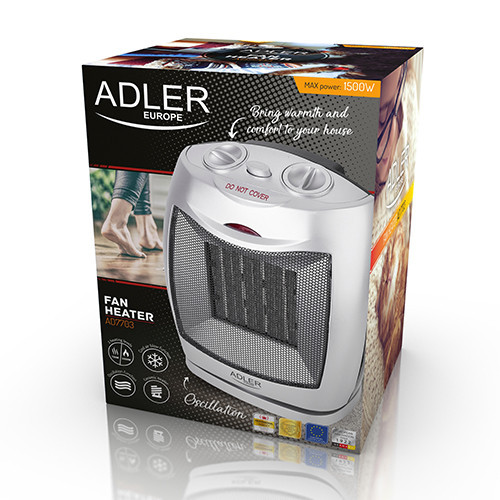 Керамічний тепловентилятор Adler AD 7703 підлоговий, побутової потужність 750-1500вт