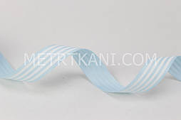 Стрічка репсова з білими смужками на блакитному тлі, ширина 18 мм