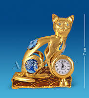 Фігурка з годинником "Кішка на подушці" Сваровскі з позолотою AR-3746/5, фото 2
