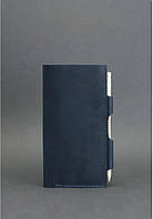 Тревел-кейс для документов кожаный с карманом для ручки. Цвет синий