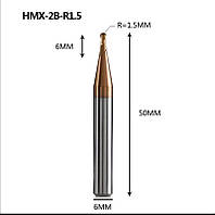 Фреза ZCC-CT HM-2B-R1.5 радиуссная сферическая концевая твердосплавная