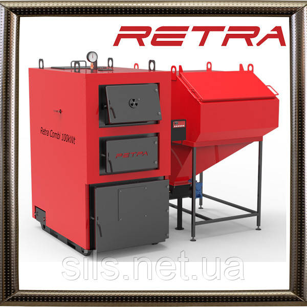 Твердопаливний котел опалення РЕТРА-4М COMBI з ретортним пальником 32 КВТ, фото 1