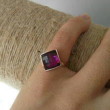 Кільце позолочене xuping з рожевим квадратним Swarovski, 16й розмір, фото 3