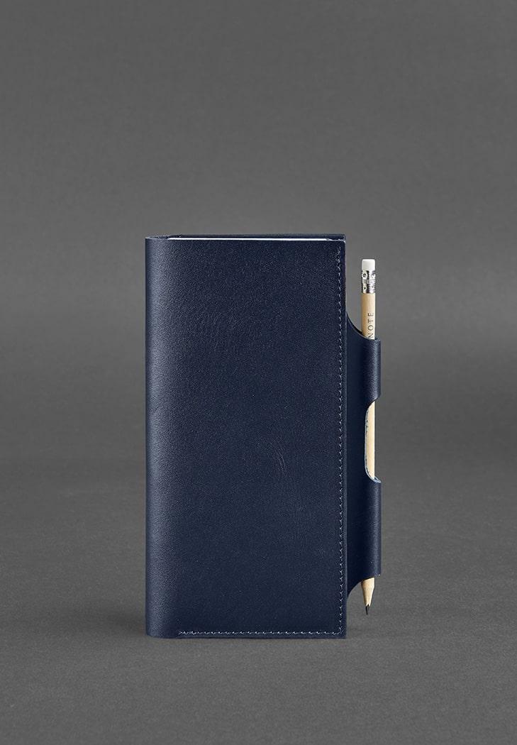 Шкіряний тревел-кейс для документів з кишенею для ручки. Колір синій, фото 1