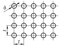 Перфорований лист з круглими отворами, розташованими по квадрату