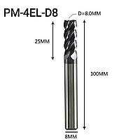 Фреза ZCC-CT PM-4EL-D8.0 концевая удлиненная пальчиковая твердосплавная