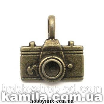 Метал. підвіска "фотоапарат" бронза (2х2,2 см) 4 шт. в уп.