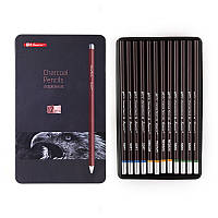 Набір вугільних олівців Superior 12 штук у металевому пеналі