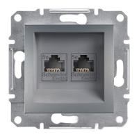 Розетка комп'ютерна подвійна RJ45 сталь Asfora Plus EPH4400162, фото 1