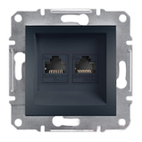 Розетка комп'ютерна подвійна RJ45 антрацит Asfora Plus EPH4400171, фото 3