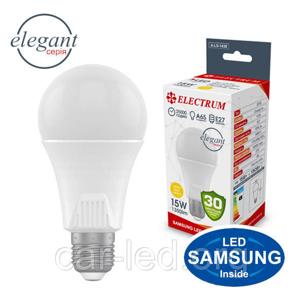 ЛАМПА СВІТЛОДІОДНА СТАНДАРТНА A65 LS-33 ELEGANT 15W E27 3000K АЛЮМОПЛ. КОРП. A-LS-1438