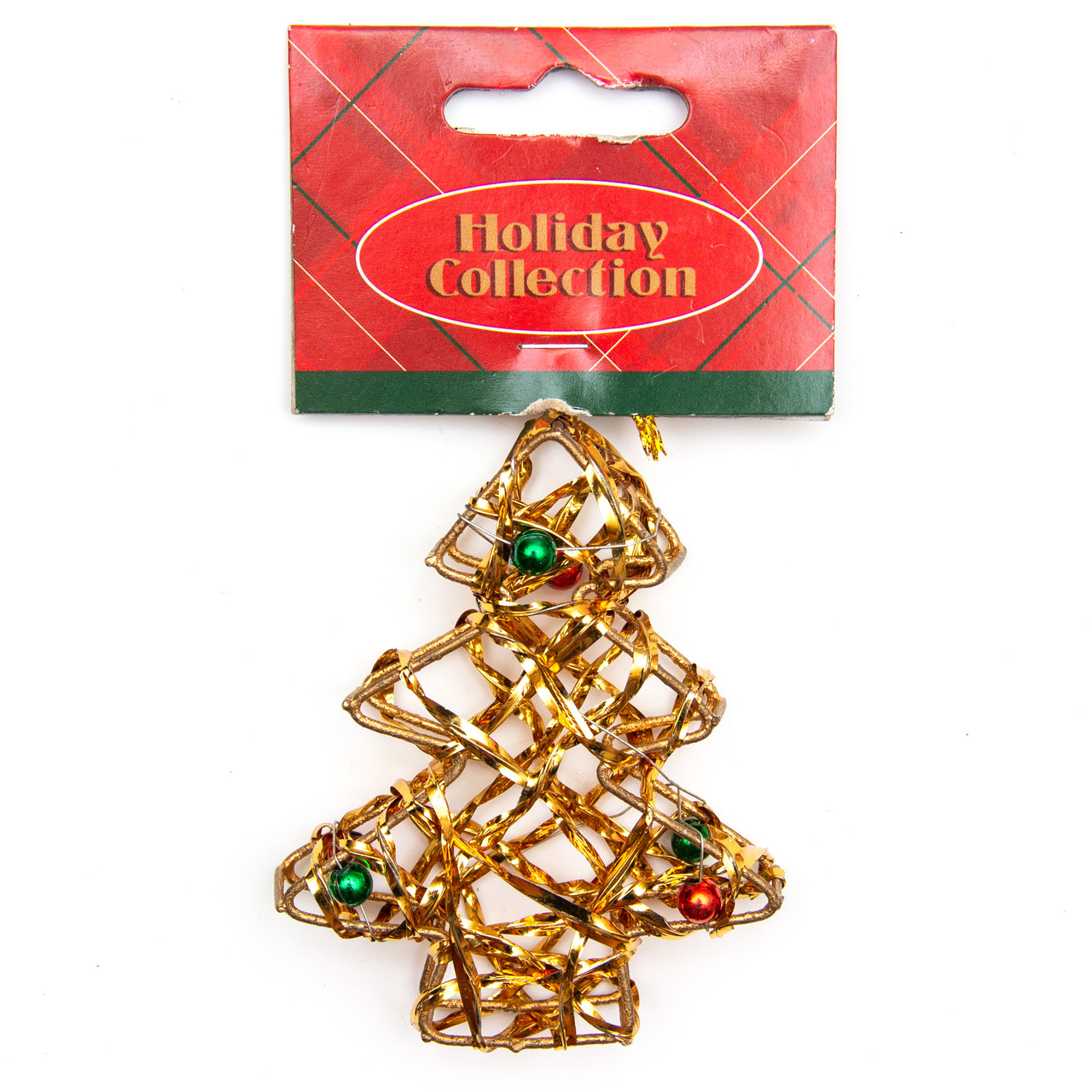 Стильна Ялинкова іграшка з дроту Золота ялинка, 7,6 см, золотистий, метал, пластик (000685-1), фото 1