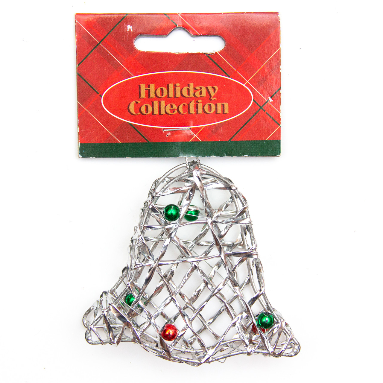 Стильна Ялинкова іграшка з дроту Срібний дзвіночок, 7,6 см, сріблястий, метал, пластик (000685-8), фото 1