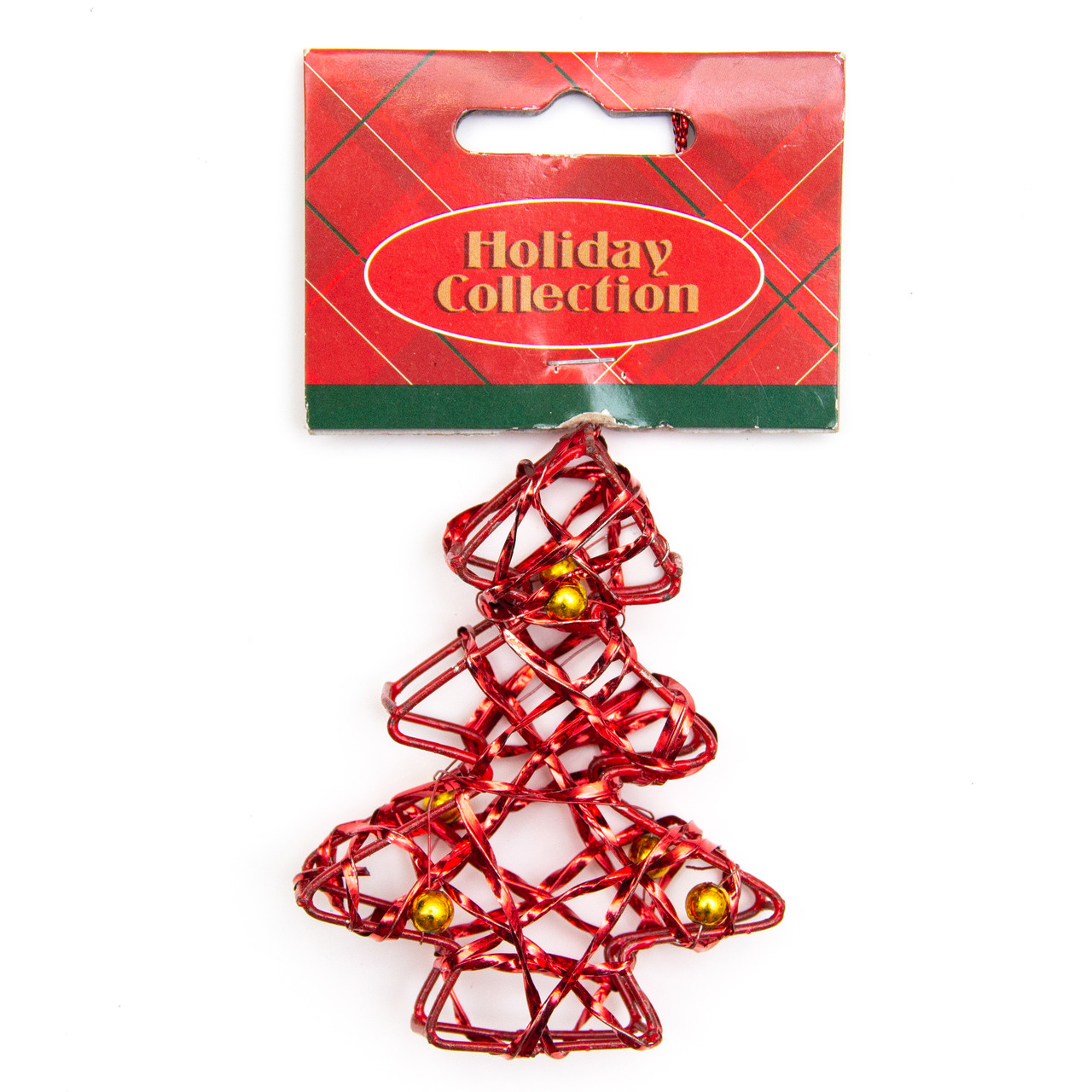 Стильна Ялинкова іграшка з дроту Червона ялинка, 7,6 см, червоний, метал, пластик (000685-4), фото 1