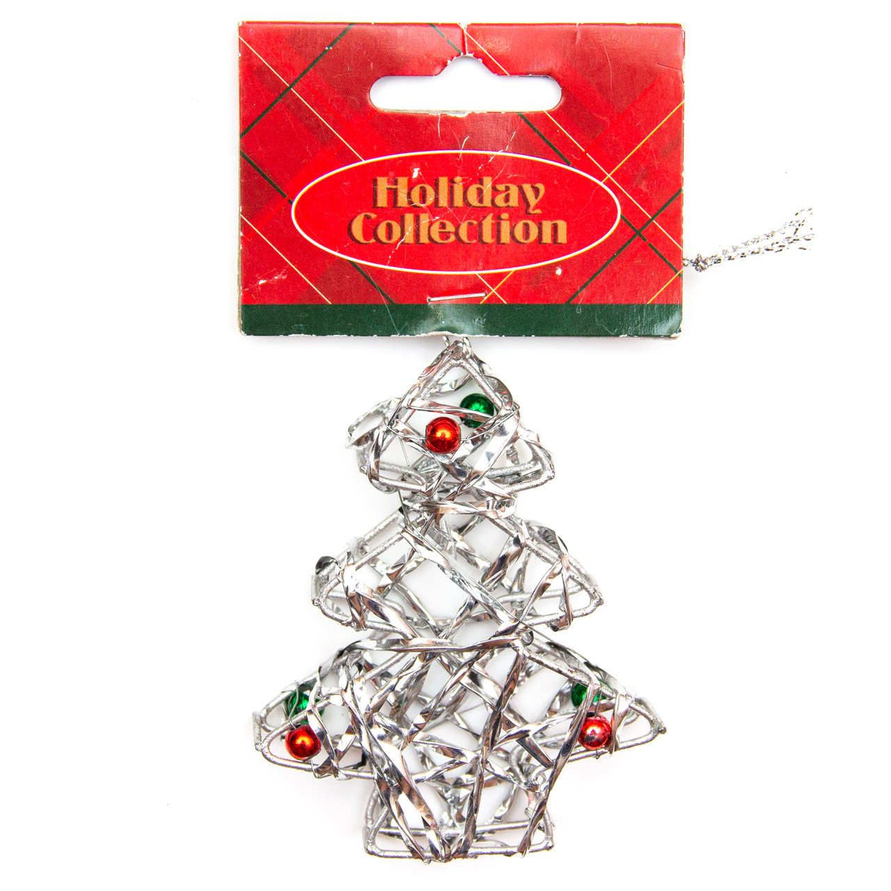 Стильна Ялинкова іграшка з дроту Срібна ялинка, 7,6 см, сріблястий, метал, пластик (000685-7), фото 1