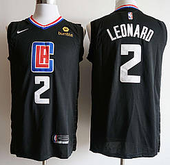 Вишивка чорна футболка Nike Leonard №2 (Кавай Ленард) команда Los Angeles Clippers сезон 2019-2020