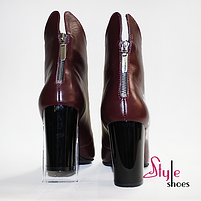 Черевики жіночі демісезонні на високих стійких підборах, бордового кольору «Style Shoes», фото 4
