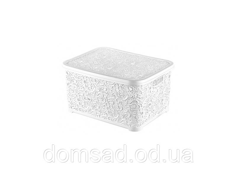 Кошик з кришкою ажурний, Efe plastics 6 л, білий