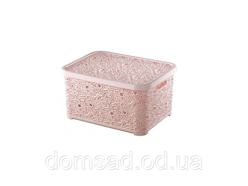 Кошик з кришкою ажурний, Efe plastics 6 л, рожевий