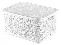 Кошик для білизни з кришкою ажурний, Efe plastics 28 л, білий.